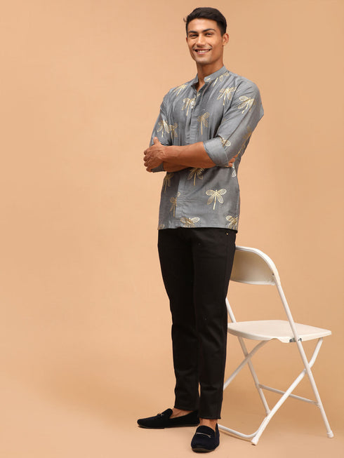 Men's Grey Foil Print Shirt